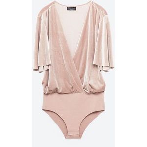 Zara Special Edition Draped Velvet Bodysuit